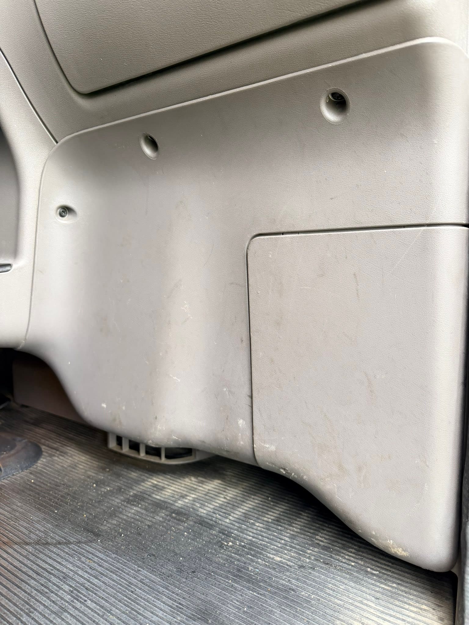 Dirty semi lower dash panel before detail